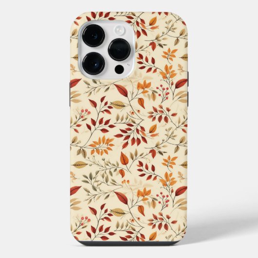 エレガントな秋の花柄 iPhoneケース (裏面)