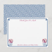 エレガントな秋の花 オーキッド ローズ ブライダルシャワー サンキューカード (正面/裏面)