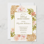 エレガントな秋の花 101歳の誕生日招待状 招待状 (正面)