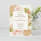 エレガントな秋の花 101歳の誕生日招待状 招待状 (スタンド正面)