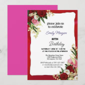 エレガントな秋の花 50歳の誕生日 招待状 (正面/裏面)