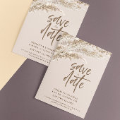 エレガントな秋の茶色のパンパス草の装飾が施された特別な日への招待状 セーブザデート