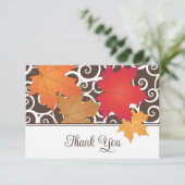 エレガントな秋の落ち葉と渦巻きの結婚式 サンキューカード (スタンド正面)