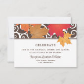 エレガントな秋の落ち葉の結婚式の披露宴 招待状 (正面)