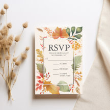 エレガントな秋の落ち葉の結婚式RSVP