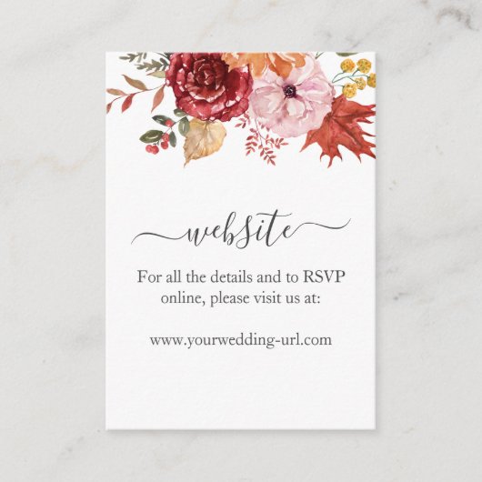 エレガントな秋の落ち葉　オータムウェディング　詳細カード エンクロージャーカード (正面)