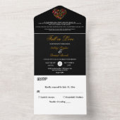 エレガントな秋の落ち葉 ハート ブラック フラワー ウェディング オールインワン招待状 (内側)