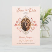 エレガントな秋の落ち葉 ヴィンテージ水彩2枚の写真 セーブザデート (スタンド正面)