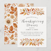 エレガントな秋の落ち葉 感謝祭のディナー 招待状 (正面/裏面)