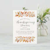 エレガントな秋の落ち葉 感謝祭のディナー 招待状 (スタンド正面)