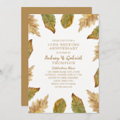 エレガントな秋の落ち葉 10周年結婚記念日 招待状 (正面/裏面)