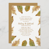 エレガントな秋の落ち葉 75周年結婚記念日 招待状 (正面/裏面)
