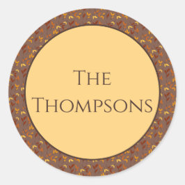 エレガントな秋の葉 ラウンドシール