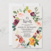 エレガントな秋は男女兼用なベビーシャワーを結び付けます 招待状 (正面)