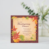 エレガントな秋色の感謝祭のパーティの招待状 招待状 (スタンド正面)