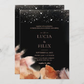 エレガントな空白とオレンジインクのウェディング 招待状 (正面/裏面)