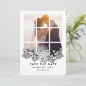 エレガントな窓の画像付き結婚式のSave the Date 招待状 (スタンド正面)
