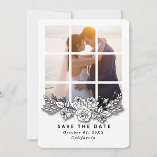 エレガントな窓の画像付き結婚式のSave the Date 招待状