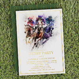 エレガントな競走馬ダービーパーティー 馬術 箔招待状