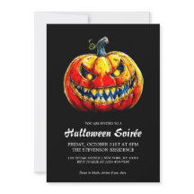 エレガントな笑顔のカボチャ 炎のハロウィンパーティー