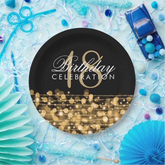 エレガントな第18誕生会の輝きのばら色の金ゴールド ペーパープレート (パーティー)