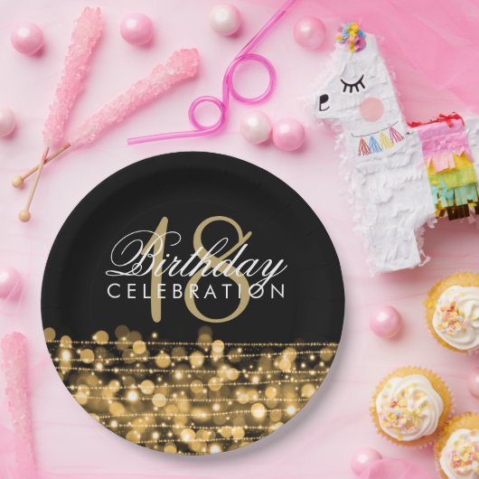 エレガントな第18誕生会の輝きのばら色の金ゴールド ペーパープレート (パーティー)