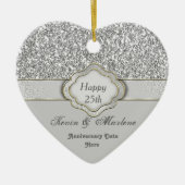 エレガントな第25銀製記念日のギフトのオーナメント セラミックオーナメント (正面)