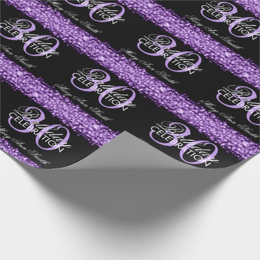 エレガントな第30誕生会は紫色光っています ラッピングペーパー (角)