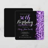 エレガントな第30誕生会は紫色光っています 招待状 (正面/裏面)