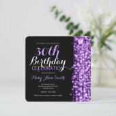 エレガントな第30誕生会は紫色光っています 招待状 (スタンド正面)