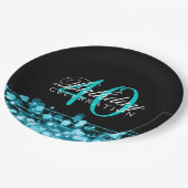 エレガントな第40誕生会の輝きのターコイズ ペーパープレート (アングル)