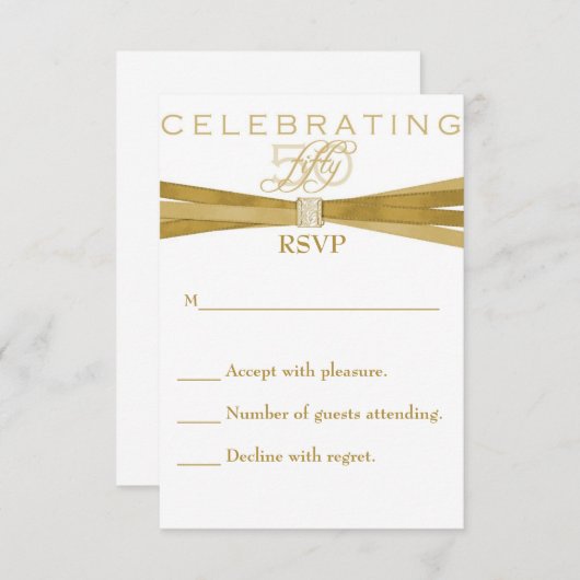エレガントな第50バースデーパーティ招待状RSVPカード 出欠カード (正面/裏面)