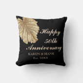 エレガントな第50記念日の黒くフェイクな金ゴールドのカスタム クッション (正面)