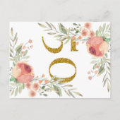 エレガントな第50誕生日の水彩画のバラのパーティー インビテーションポストカード (裏面)