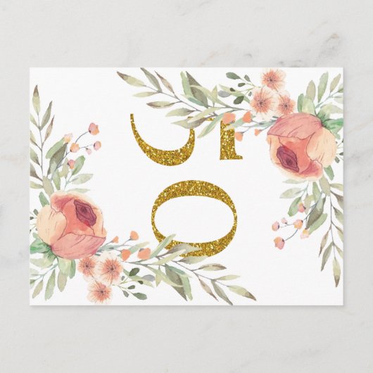 エレガントな第50誕生日の水彩画のバラのパーティー インビテーションポストカード (裏面)