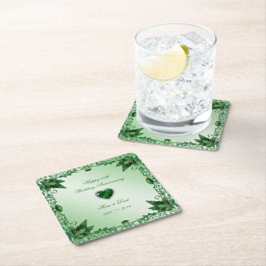 エレガントな第55結婚記念日のコースター スクエアペーパーコースター (インサイチュ)