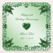 エレガントな第55結婚記念日のコースター スクエアペーパーコースター (正面)