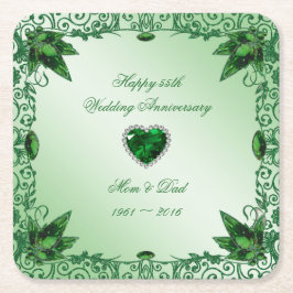 エレガントな第55結婚記念日のコースター スクエアペーパーコースター