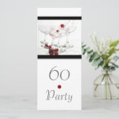 エレガントな第60白黒のシャンペン 招待状 (スタンド正面)