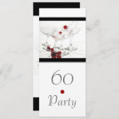 エレガントな第60白黒のシャンペン 招待状 (正面/裏面)