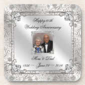 エレガントな第60結婚記念日の写真のコースター コースター (正面)
