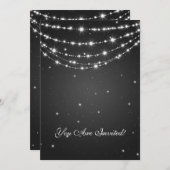 エレガントな第60誕生会のきらめくなチェーン黒 招待状 (正面/裏面)