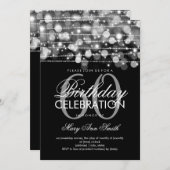 エレガントな第60誕生会の輝きの銀 招待状 (正面/裏面)