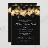 エレガントな第70誕生会の金ゴールドの《写真》ぼけ味ライト 招待状 (正面/裏面)