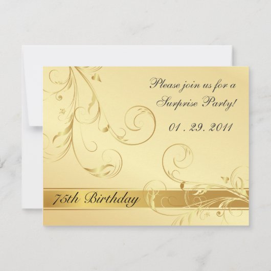 エレガントな第75誕生日の驚きのパーティの招待状 招待状 (裏面)