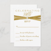 エレガントな第80バースデーパーティ招待状RSVPカード 出欠カード (正面/裏面)