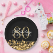 エレガントな第80誕生会の輝きの金ゴールド ペーパープレート (パーティー)