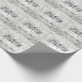 エレガントな第80誕生会の銀のグリッターライト ラッピングペーパー (角)