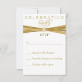 エレガントな第90バースデーパーティ招待状RSVPカード 出欠カード (正面)