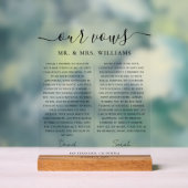 エレガントな筆記体で誓いの言葉を Minimalist Wedding アクリルサイン (ニュートラル)